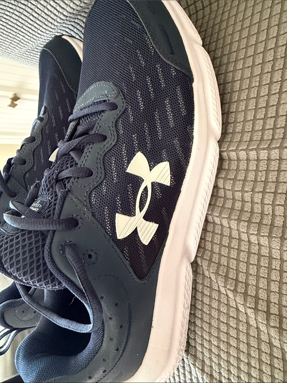 Under Armour Navy and White Athletic Shoes